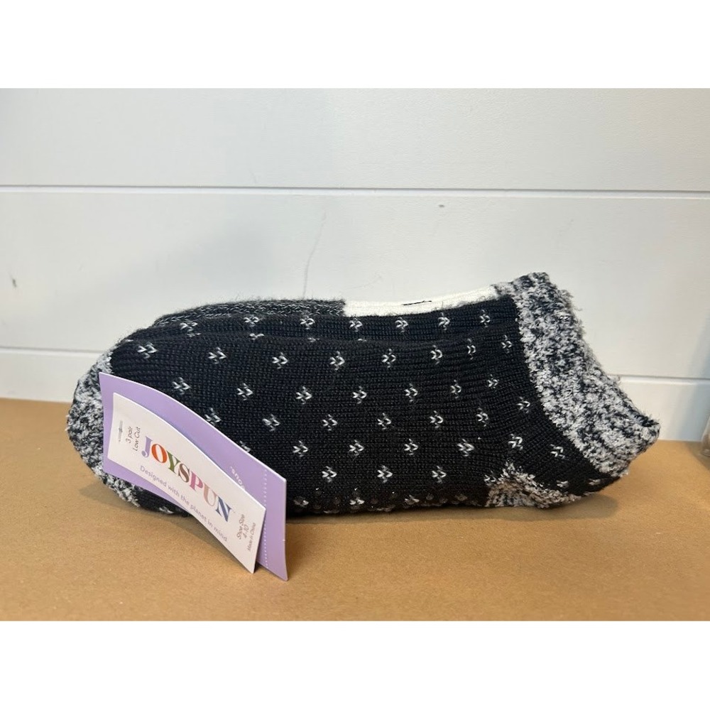 Joyspun Womens 3 Pair Low Cut Socks Black White‎ Fair Isle Marled Shoe Size 4-10